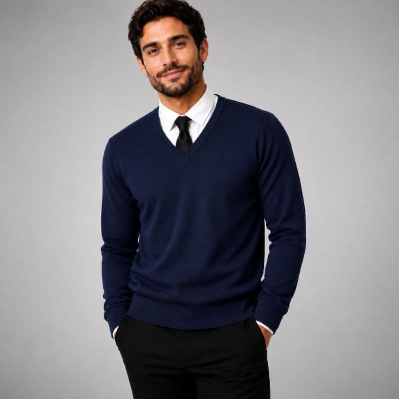 Blusa Masculina Tricô Inverno Gola V Premium Quente Casual Social Elegante PMGGG Blusa Homem Sueter Lã