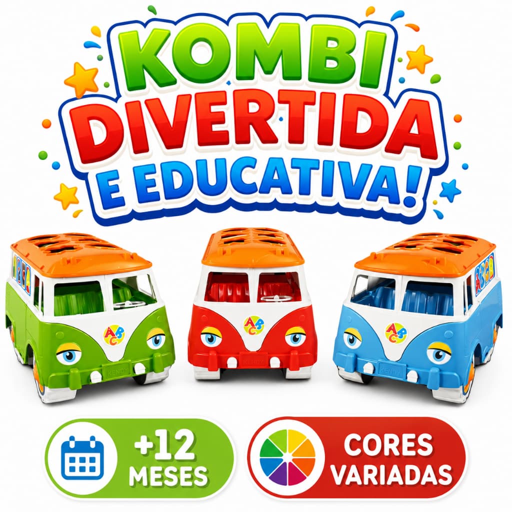 Brinquedo de Montar Kombi Brinquedo Educativo Menino Menina - Pedagógico Infantil - Com 6 PÇ de Encaixar