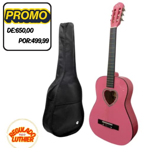 VIOLAO ZELLMER ROSA CORAÇÃO TAM 34" COM CAPA