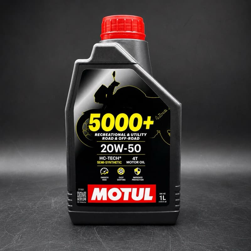 Óleo Motor Moto Motul 5000+ 20W50 4T Semissintético 1L API SN JASO MA2 Lubrificante para Motocicletas