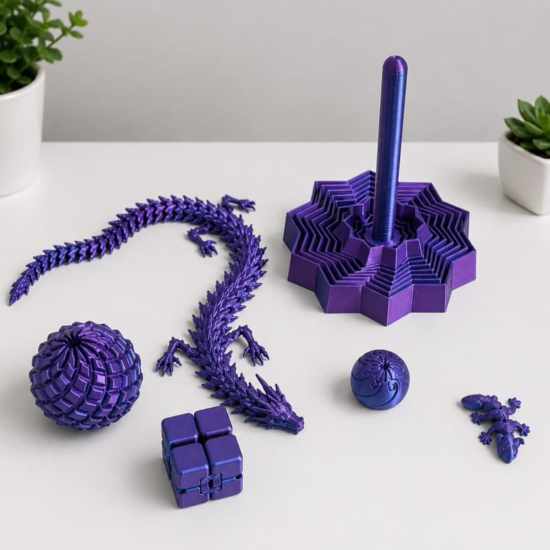 Kit Fidget Antiestresse | Dragão Articulado | Cubo Sensorial