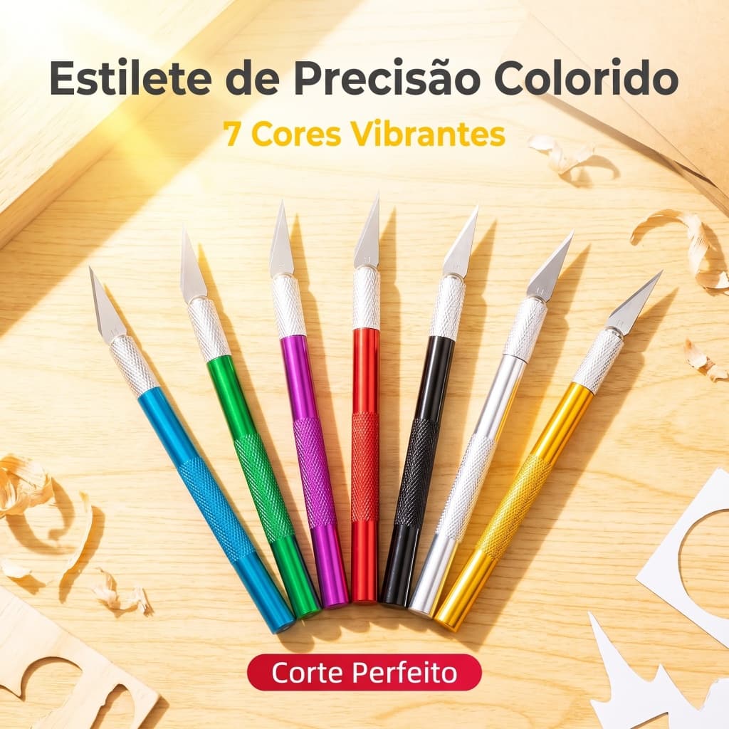 Estilete Metálico Alumínio Corte Preciso Artesanato Scrapbook Decoração Diversas Cores