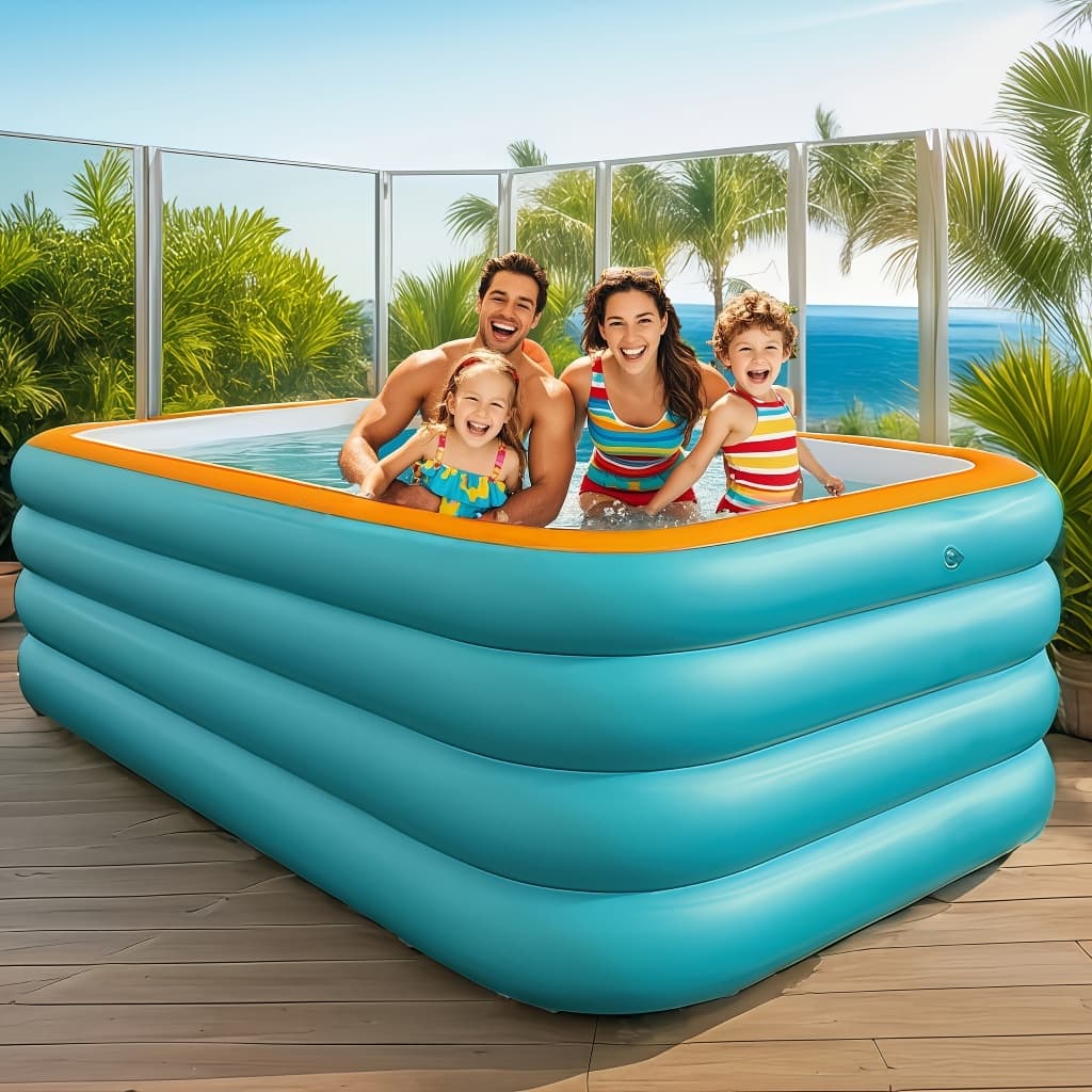 Piscina inflável grande pra crianças pra casa, tipo a que os bebês brincam no quintal de fora Piscina