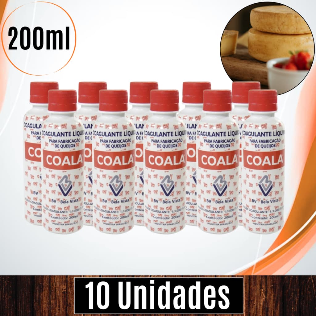 Cx 10 Unds Coalhos Líquido 200ml Coagulante p/ Queijos Minas Frescal Ricota e Requeijão - Bela Vista