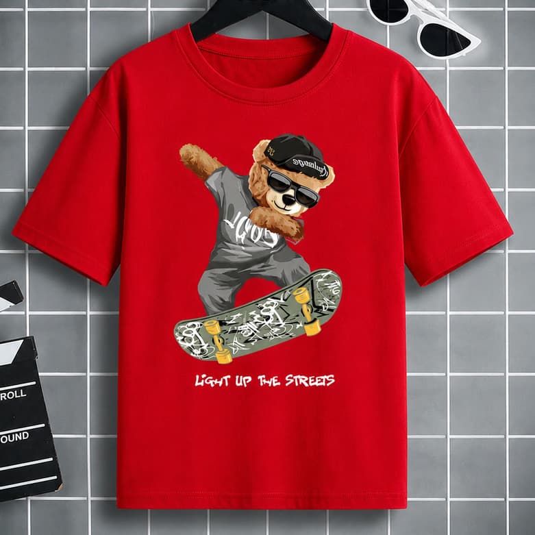 Camiseta Infantil Moderna Skate, Camiseta Adulto Urso skate, Blusa infantil