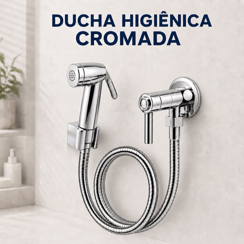 Ducha Higiênica Banheiro Chuveirinho Cromado Luxo Abs 1/4 de volta
