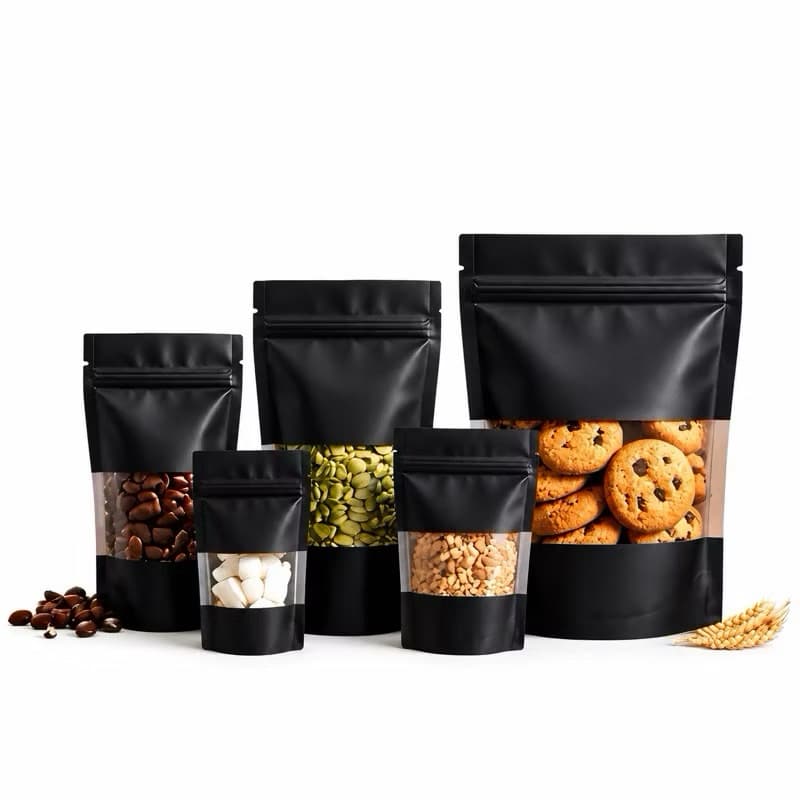 Saco Stand Up Pouch Preto 10x15 Zip Hermético com Visor | Doces Gourmet – 1000Un