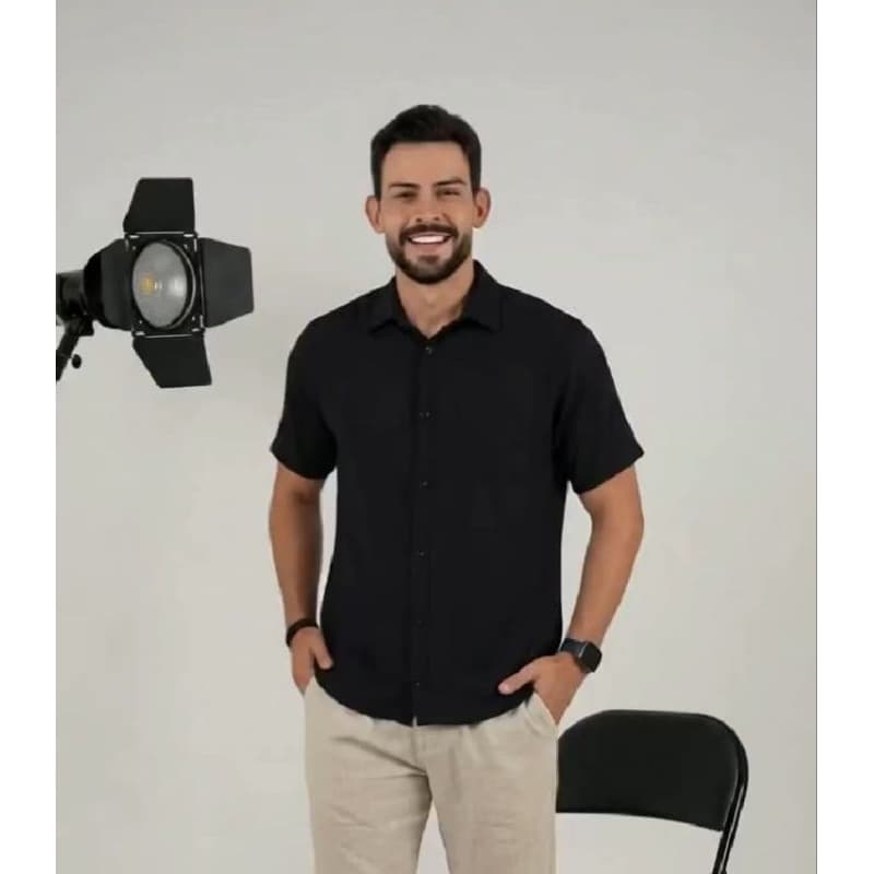 Camisas sociais masculinas manga curta slim,Casual,Modernas,Tecido confortável que não amassa.