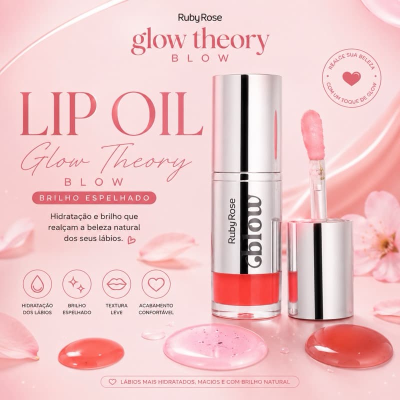 Lip Oil Glow Theory Blow Ruby Rose Original Hidratante Labial Gloss