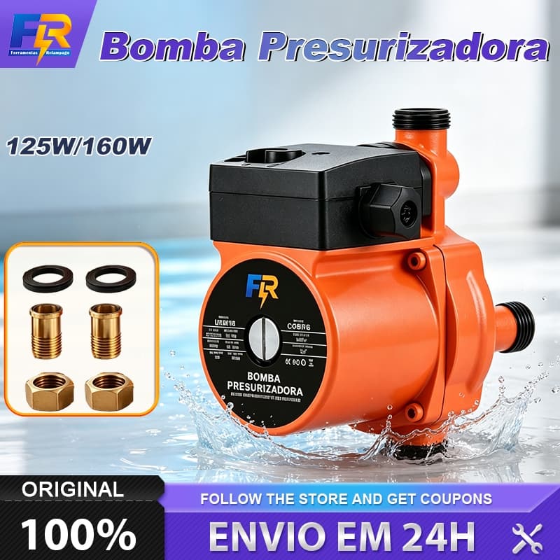 Bomba Pressurizadora  120W/160W 127V/220V Auto Silenciosa para Água Quente e Fria  Fluxostato Automático