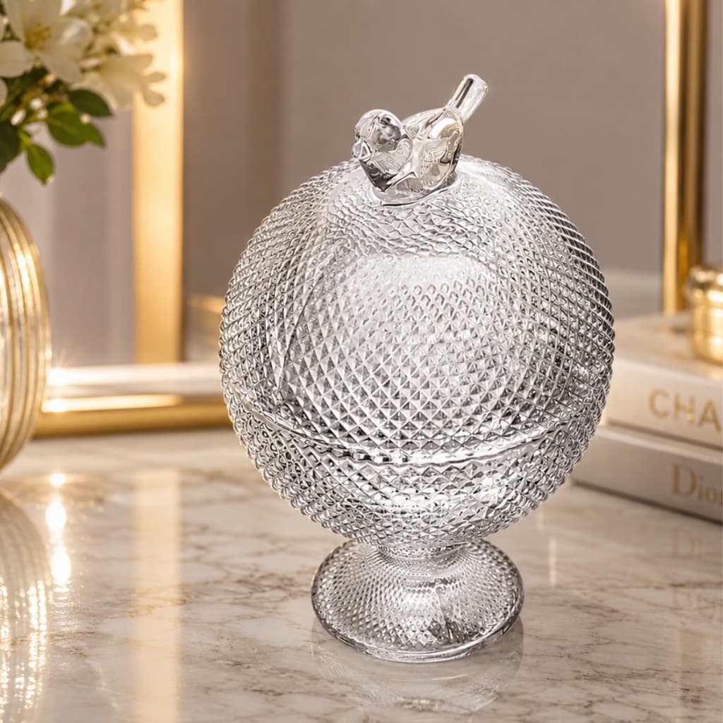 Potiche Wolff Bird De Cristal Bird Com Pé 8,5cm X 8,5cm X 13n cm
