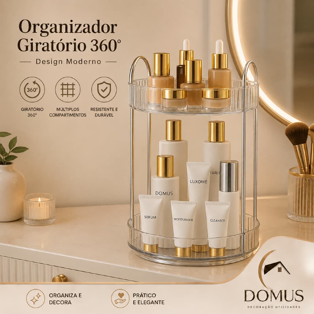 Organizador Porta Maquiagem Perfume Batom Cosmético Rotativo Diamante Acrílico 360º Rotativo