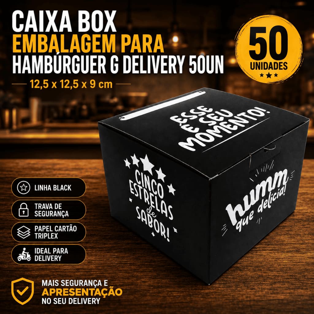 Caixa Box Embalagem Para Hambúrguer G Delivery 50un