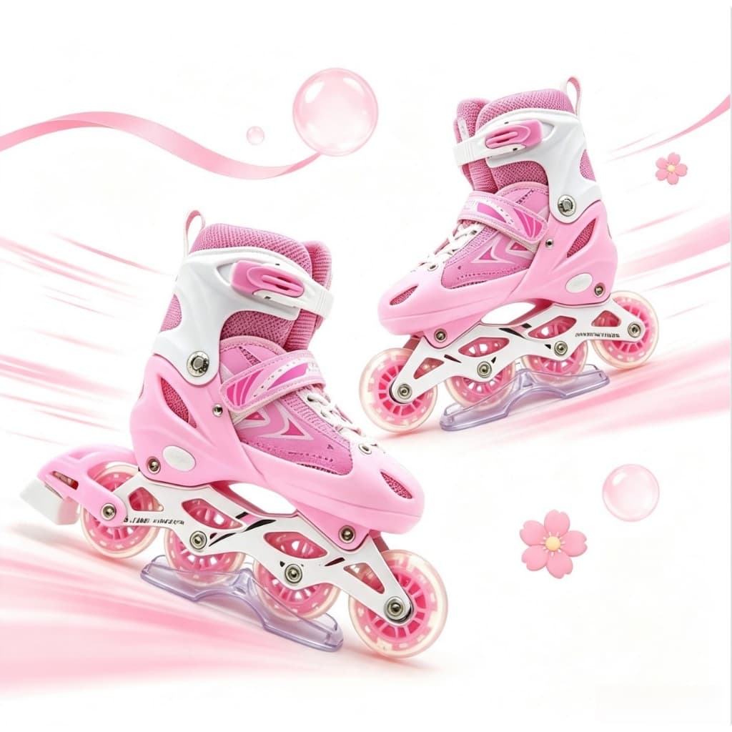 Patins Infantil Inline Rosa Roller De 4 Rodas Reto Meninas Presente Criancas Black Friday