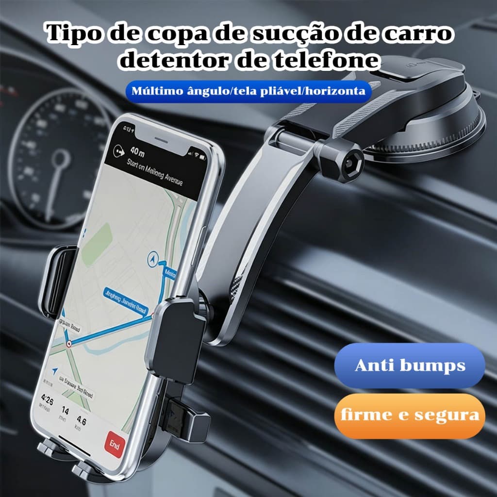 Suporte para Celular com Ventosa Poderosa e Ajuste de Ângulo