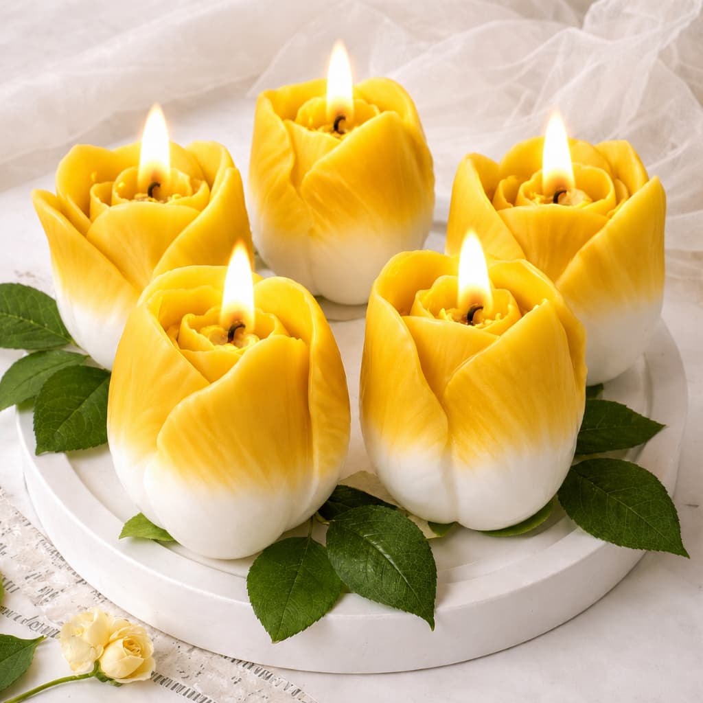 KIT 10 Velas Rosas Tulipas Perfumadas Lembrancinha Festa