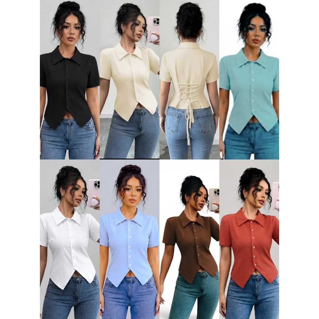Camisa Social Blusa Feminina Manga Curta Confortável e Moderna