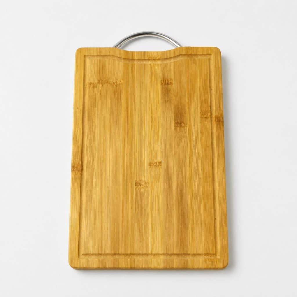 Tábua Bambu 32cm Profissional Reforçada com Alça 100% Inox  - Tábua de Servir Churrasco e Cozinha Ecológica
