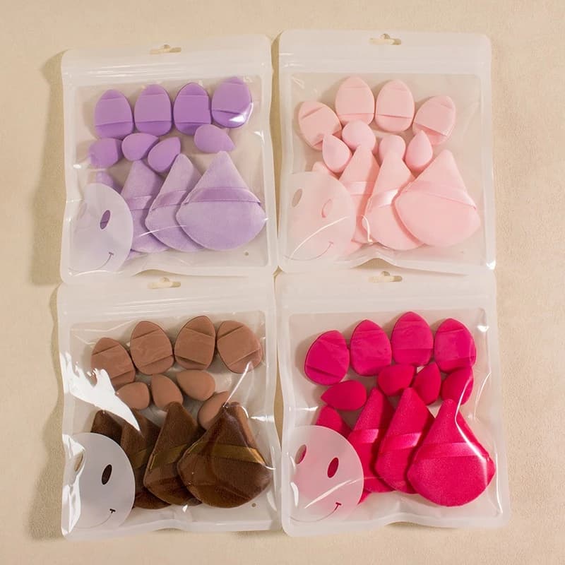 ANA1108 Conjunto12 peças Esponjas Multifuncionais para Maquiagem - Aplica Base Blush e Corretivo