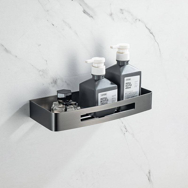 Prateleira para Banheiro Aço Inox 30cm Cinza Fosco | Porta Shampoo de Parede | Cola ou Parafuso