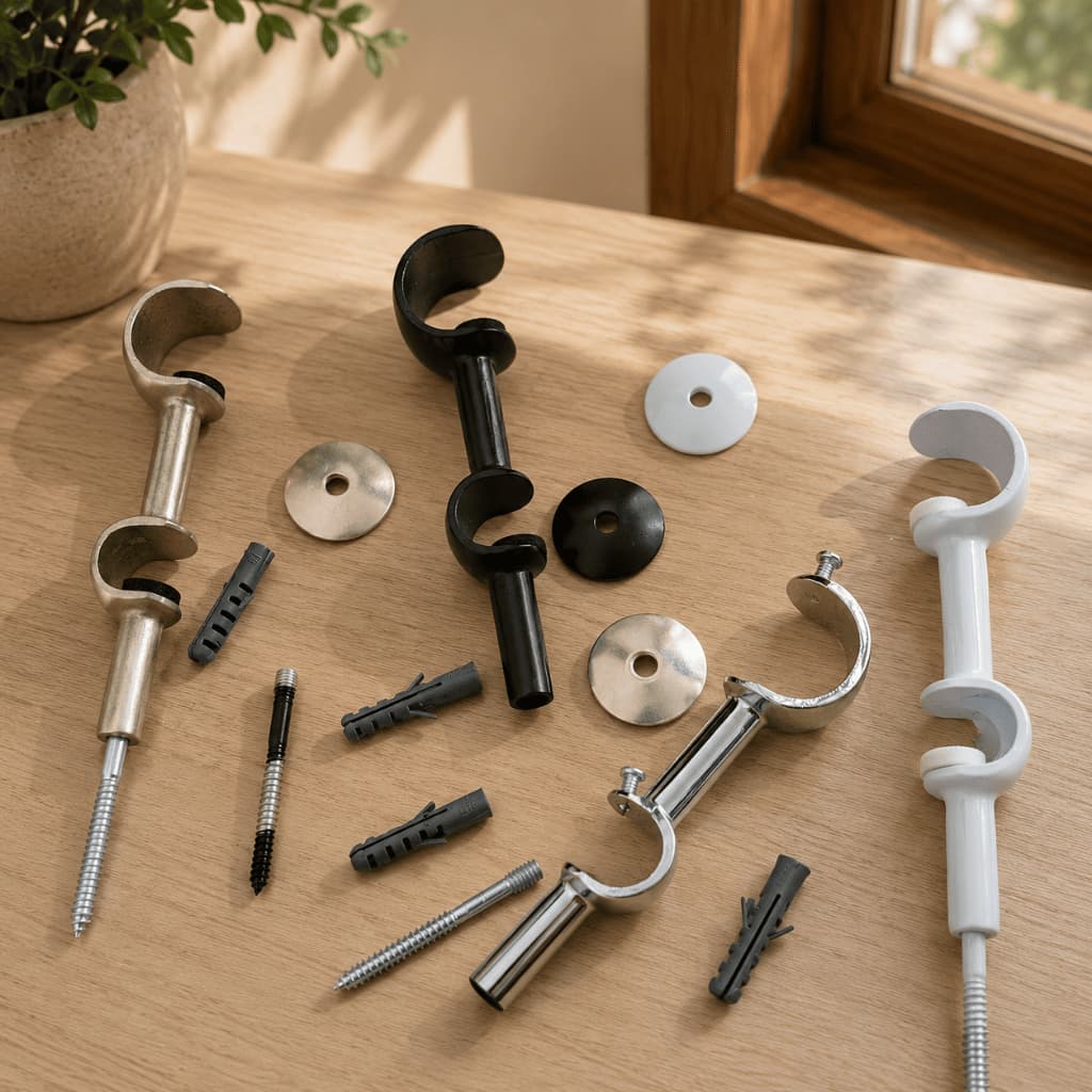 Suporte Duplo Alumínio Para Varão De Cortina 28mm E 19mm Unitário Com Bucha Parafuso Sapata Bella Arte