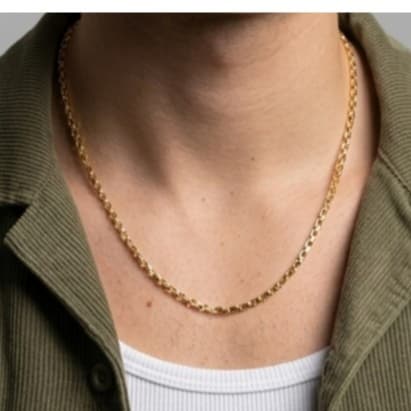 Corrente Masculina Elo Português Dourada Elegância e Estilo Livre de Níquel  Bijuteria Fina.