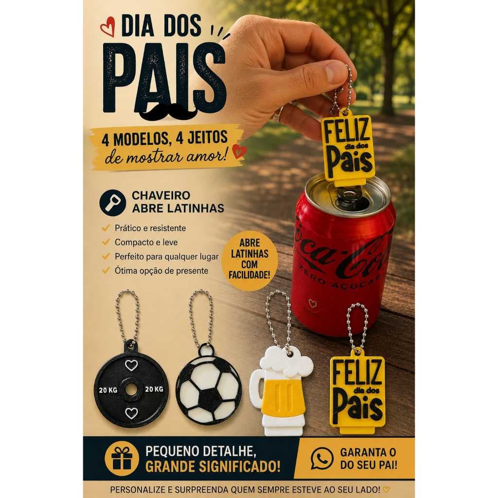 Chaveiro Abridor De Latas Temático Prático E Portátil Em PLA Para Churrasco Presentes E Chaves