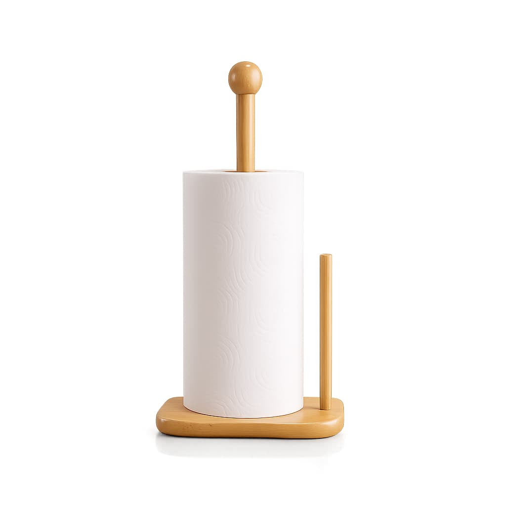 Suporte Porta Papel Toalha Bambu Organizador Cozinha Porta Rolo Papel Toalha