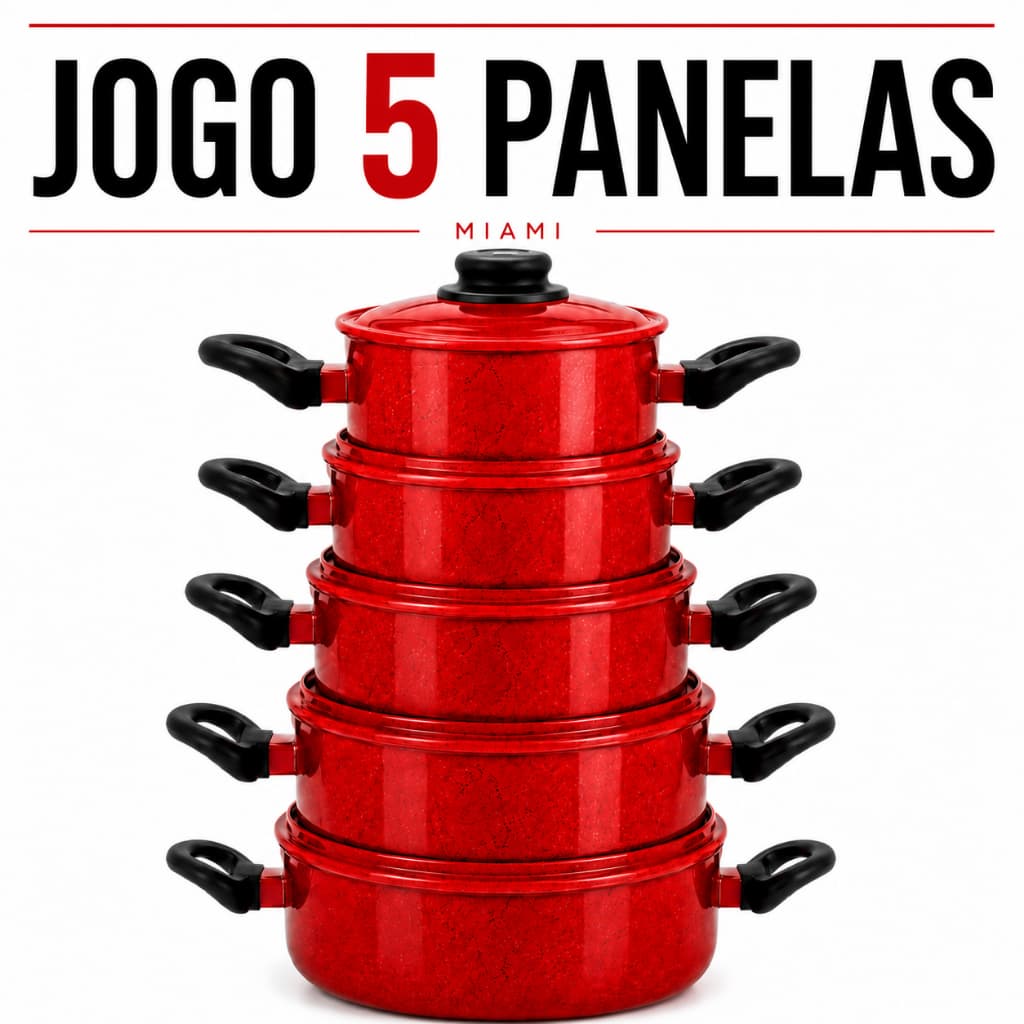 Kit de Panela com Tampa - Jogo de Panelas 5 Peças em Alumínio