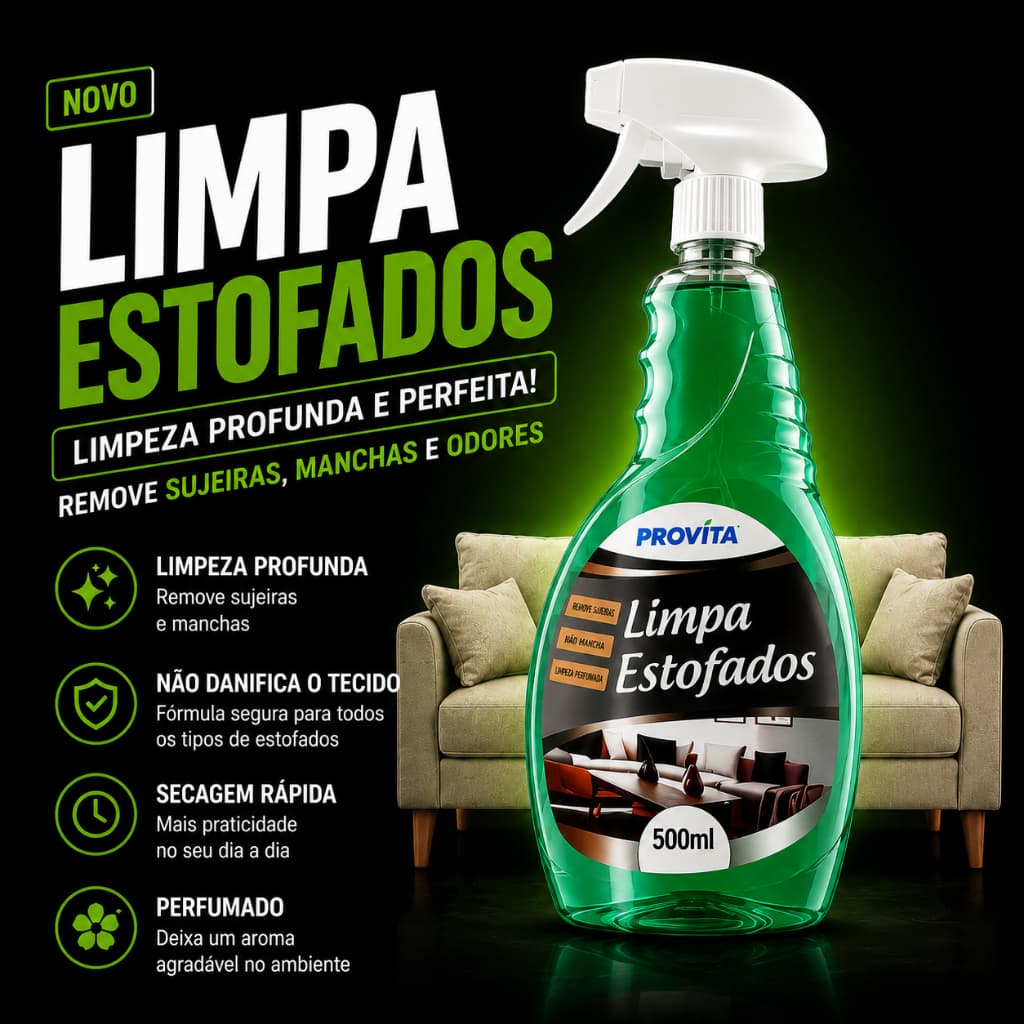 Limpa Estofados Espuma Seca Spray Perfumado 500ml Limpa Sofá Banco Carro Colchão Tapete Poltrona + Flanela