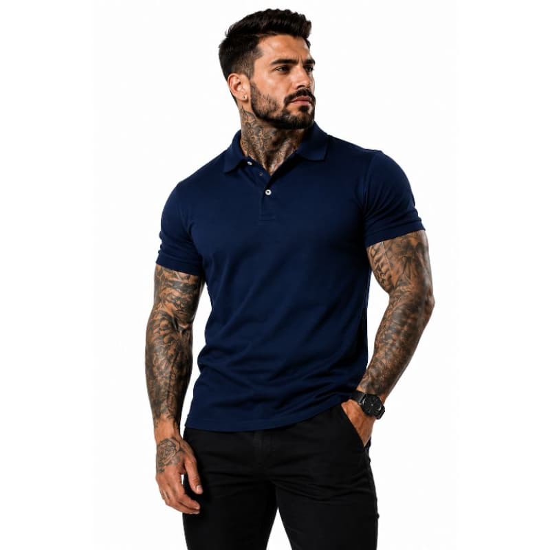 CAMISETA GOLA POLO DE QUALIDADE AZUL MARINHO