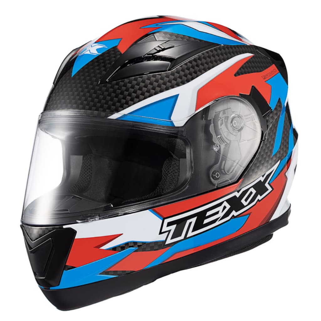 Capacete Texx Strike Ride Azul Vermelho Branco Preto Brilhante Capacete Integral Esportivo Moto Original