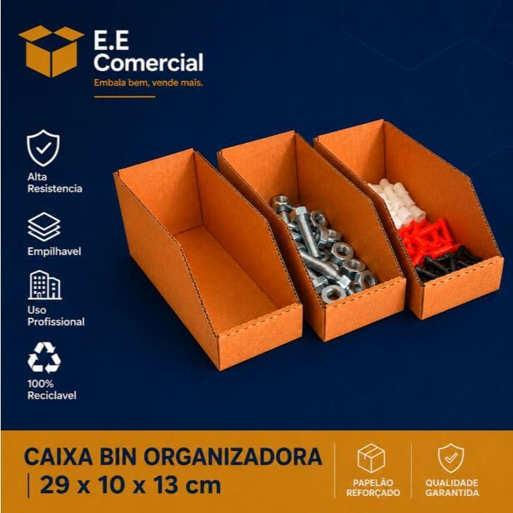 Caixa Papelão Oficina Organizadora Parafuso Gaveteiro 29x10x13 Estoque Peças 125 150 200 250 300 Unidades