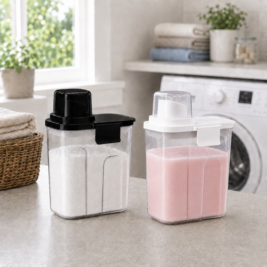 Kit Dispenser Multiuso 1,6 litros Ergonômico para Sabão Líquido Amaciante Produtos Limpeza Lavanderia