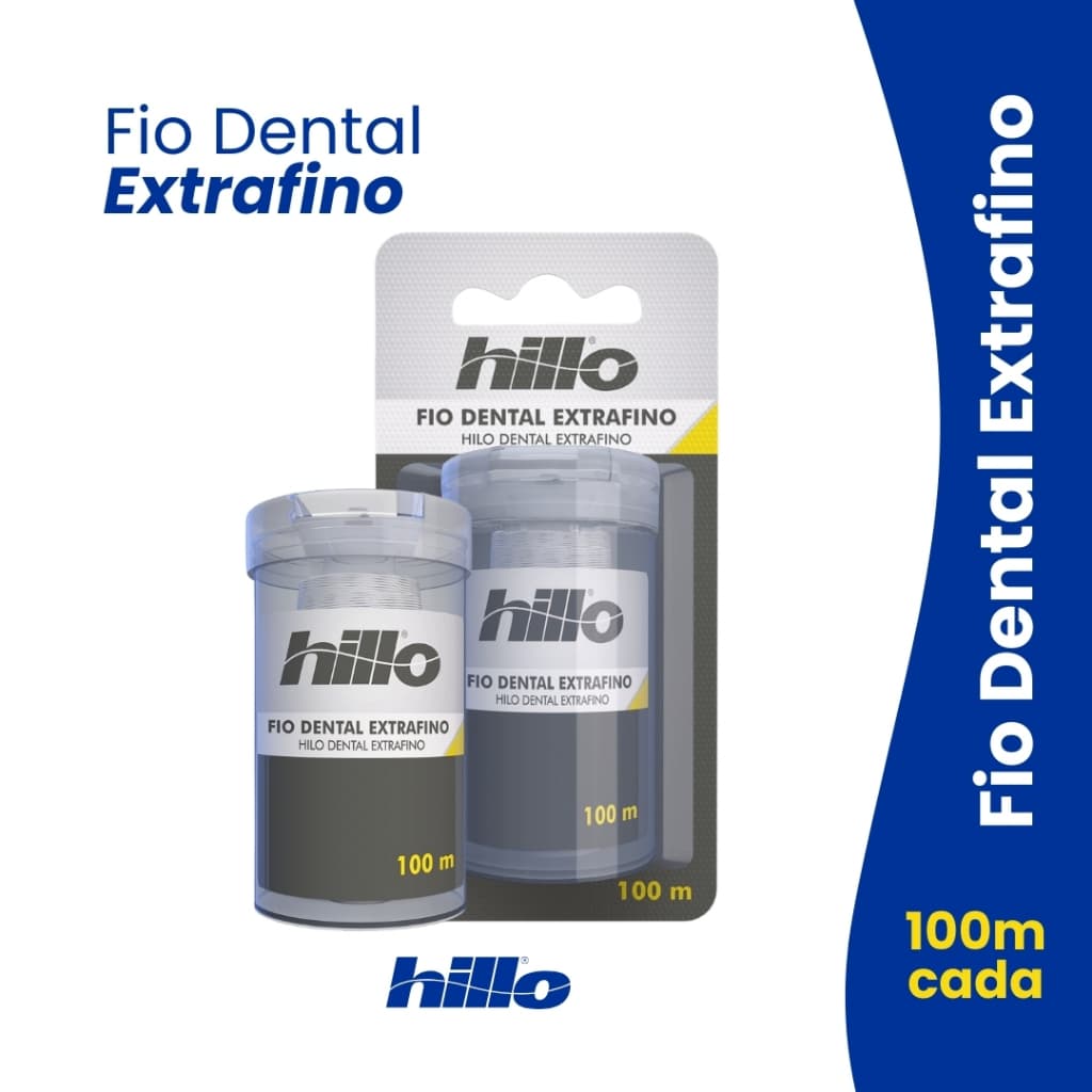 Kit 4 Fio Dental Extra Fino 100 Metros Hillo Econômico Compacto e Funcional