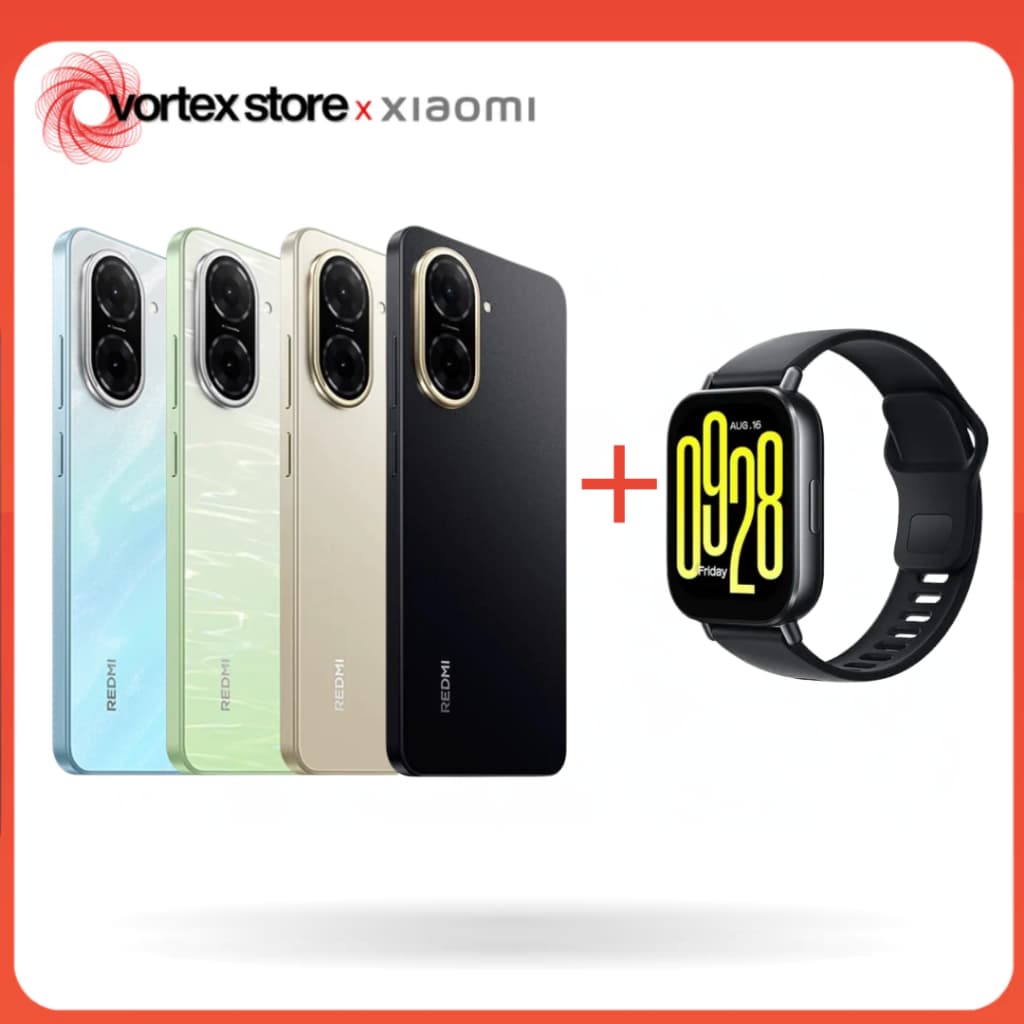Redmi A5 4G + Redmi Watch 5 Active Preto Versão Global,Câmera 32MP, Novo-Lacrado, 128GB+4GB RAM Processador UNISOC T7250