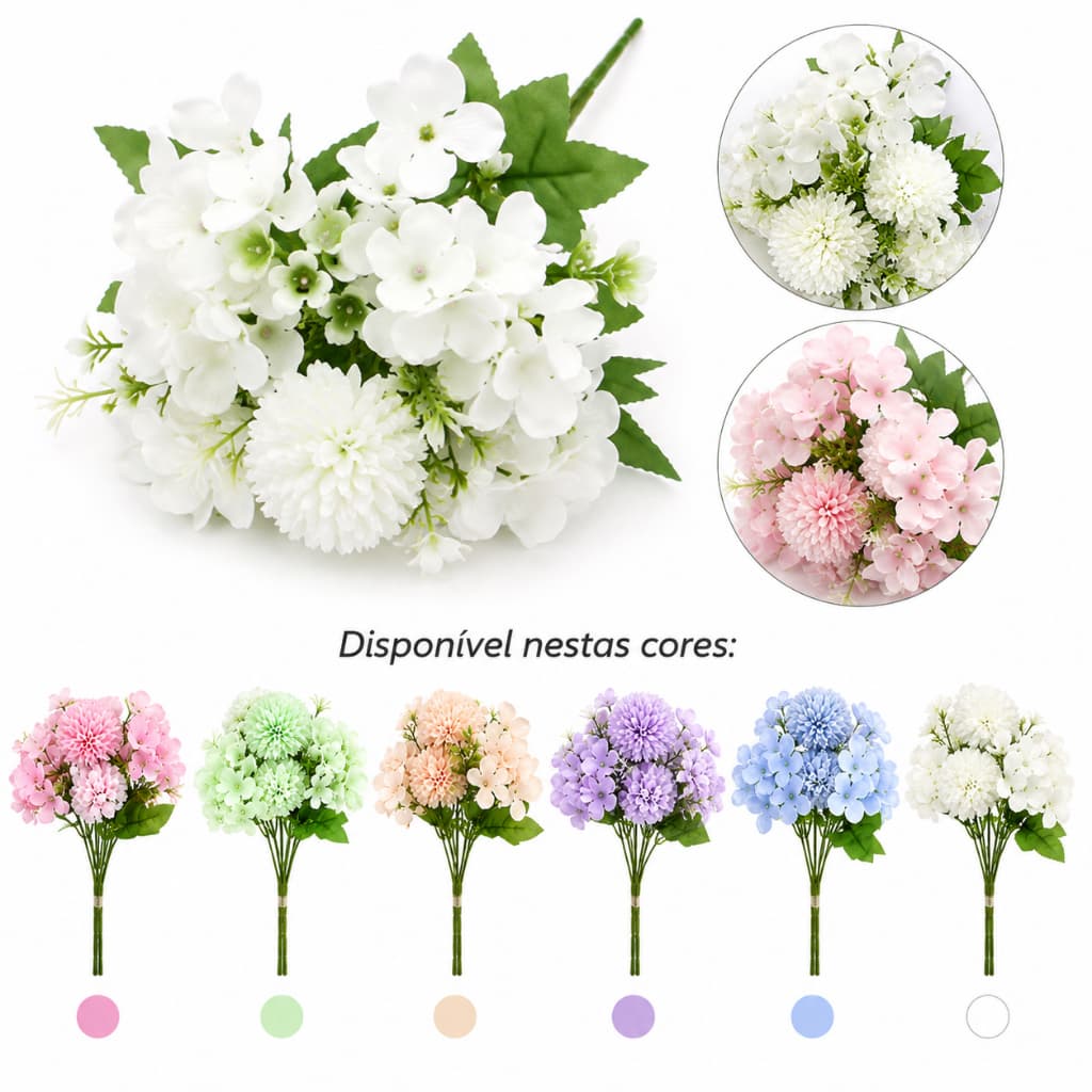 Buque de Flores para Enfeite de Casamento e Buque de Noiva Bouquet Casamento Elegante - MT777-22