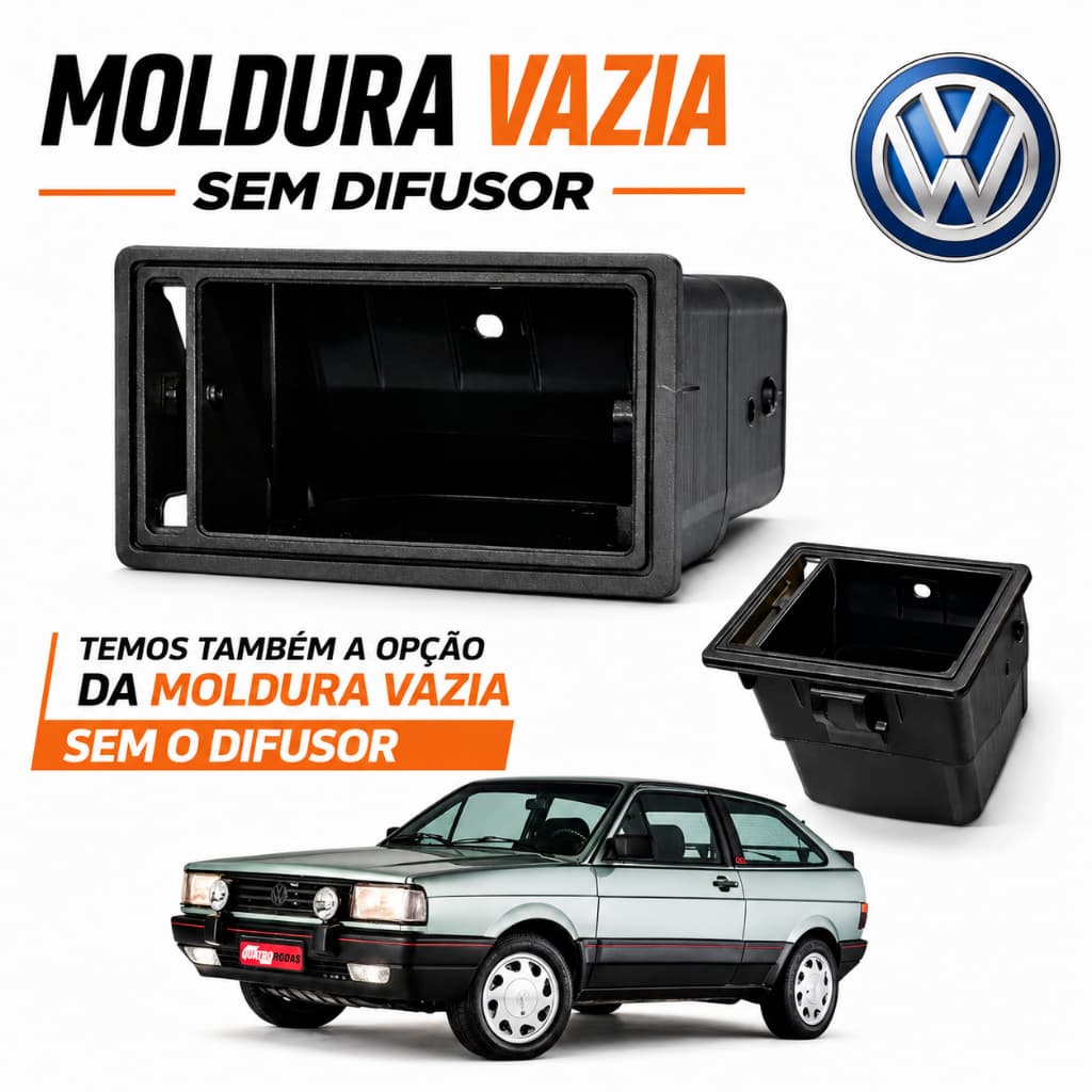 Suporte Moldura Saidas Laterais Difusor de Ar VW Gol Saveiro Parati Quadrado ABS Preto