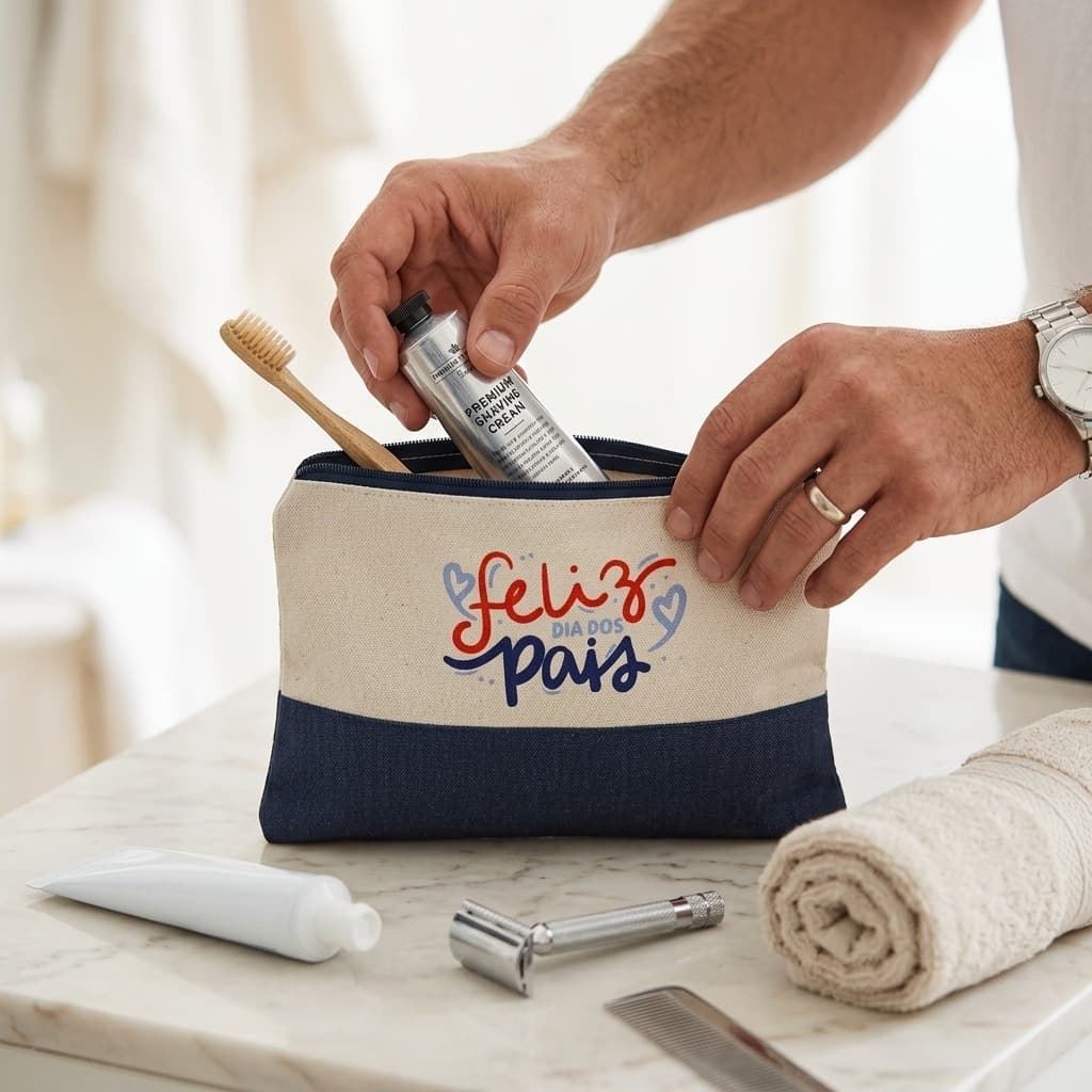 6 Necessaire Personalizada Dia dos Pais | Brinde Corporativo|Porta Higiene|Masculino e Feminino