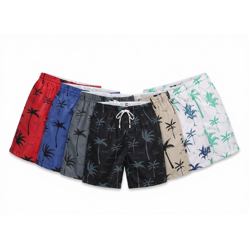 Short Masculino Tactel Estampado com Bolsos e Cordão Ajustável
