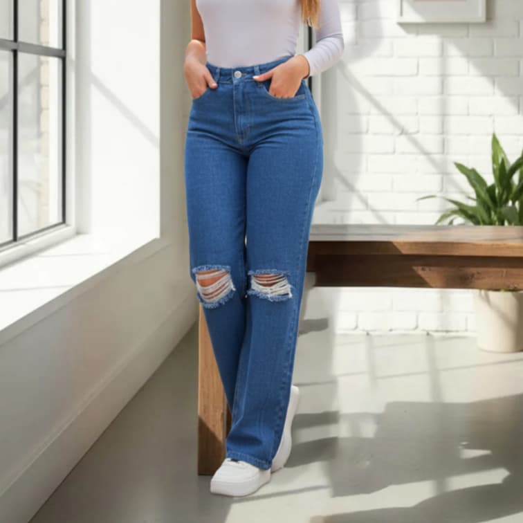 Calça Jeans feminina Pantalona Cintura Alta Wide Leg Claro Jeans Premium Moda Gringa