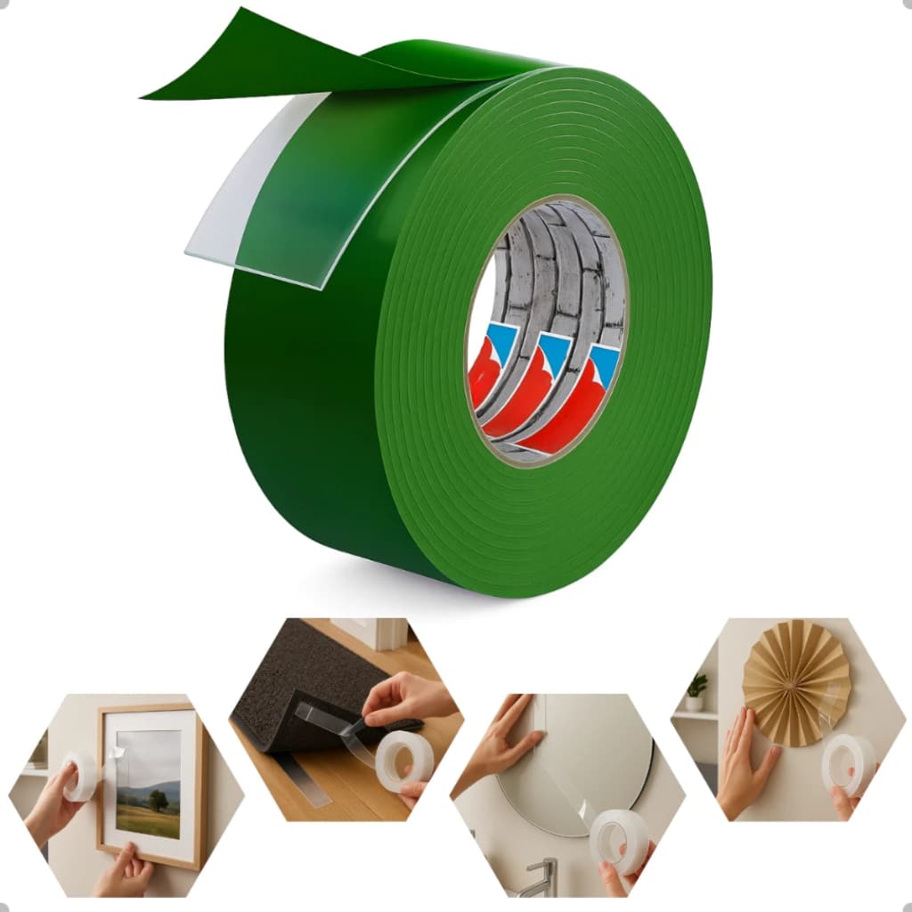 Fita Dupla Face 2Mx25MM 1MM Transparente Silicone Mágica Adesiva Cola na Parede Móvel Porta