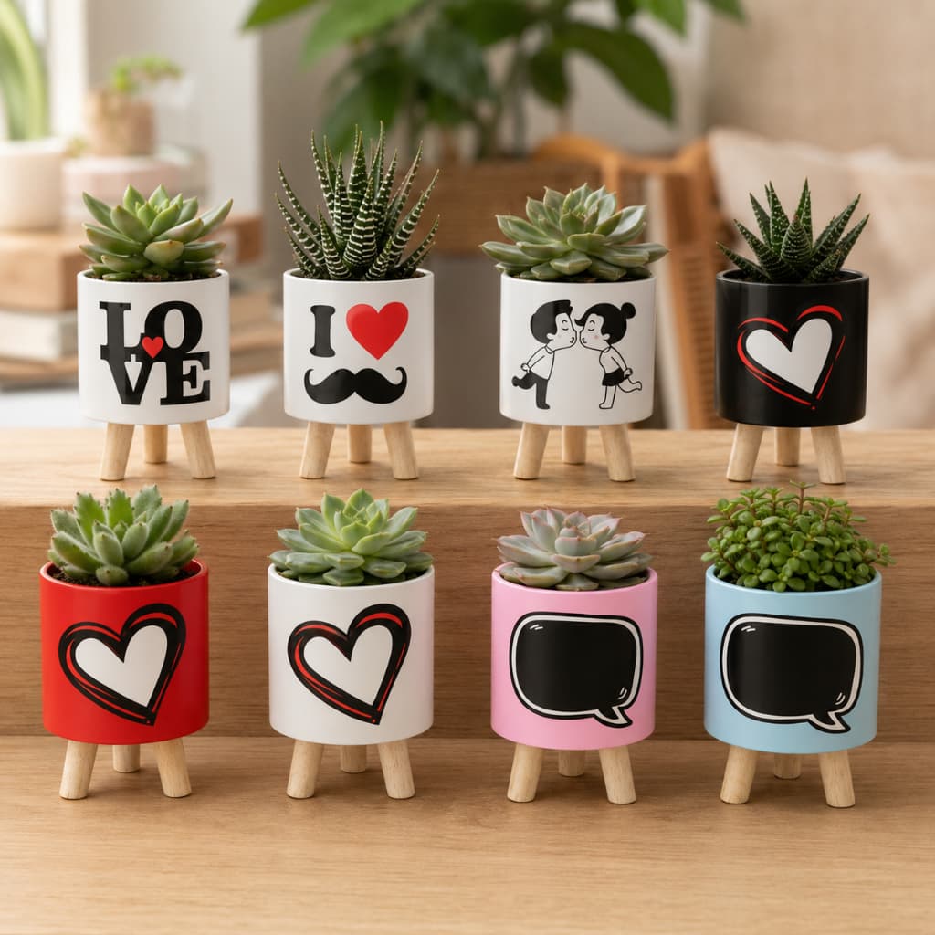 Kit com 2 Cachepot Retro Pé de Madeira Adesivado Decoração Casa Fofo