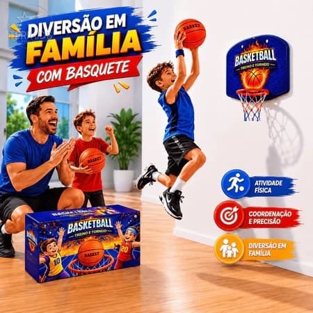 Kit Basquete Bola + Tabela Infantil Treino Esportivo Menino Torneio Tabela Aro Bola Brinquedo