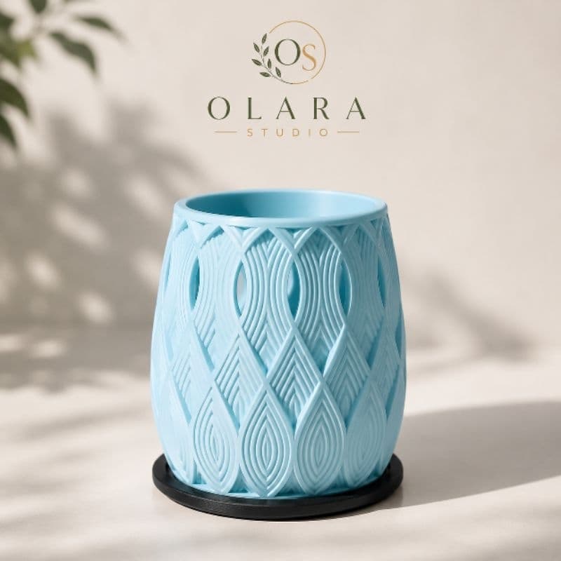 Vaso Decorativo para Plantas Olara Florata 10x10 cm com Prato Coletor | PLA Premium | Design Moderno