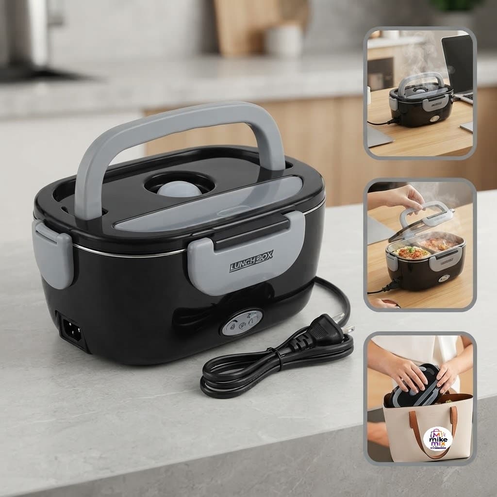 Marmiteira Elétrica Térmica Bivolt Preta Portátil Aquece Alimentos Ideal para Trabalho Escritório e Viagem