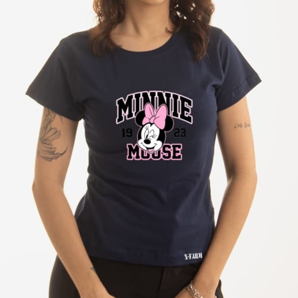 Camiseta Feminina Baby Look Minnie Mouse 02 Tecido De Alta Qualidade Envio Imediato