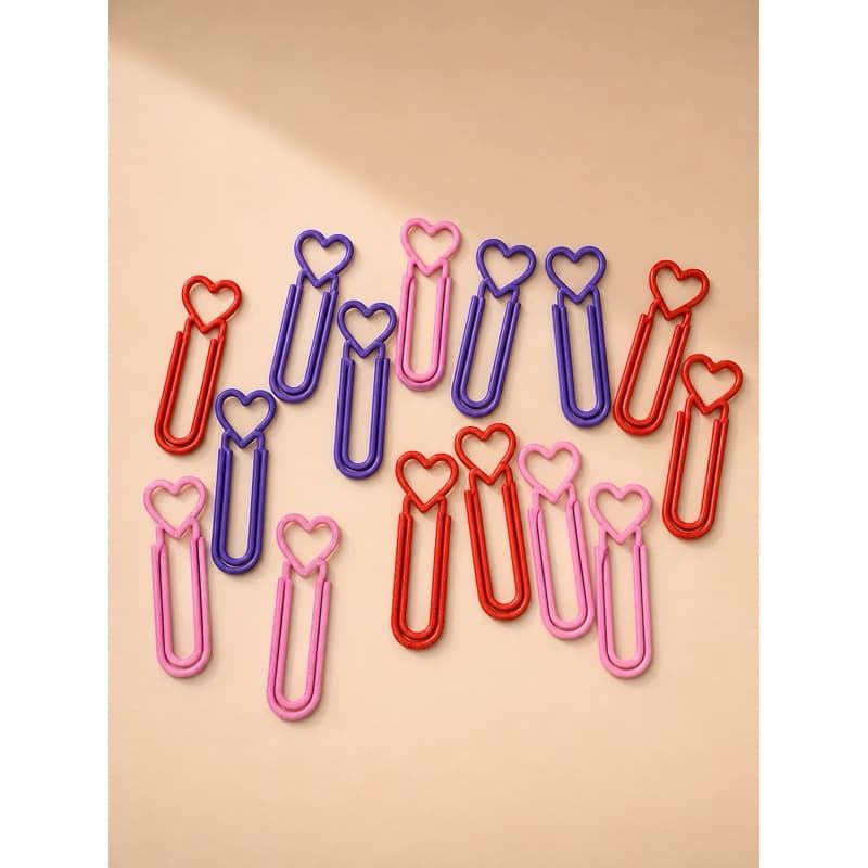 Kit 20 Clips Fofos Caderno Planner Coração Marcador Página⁠ Papel Papelaria Fofa Marcador Página Itens Fofos Papelaria
