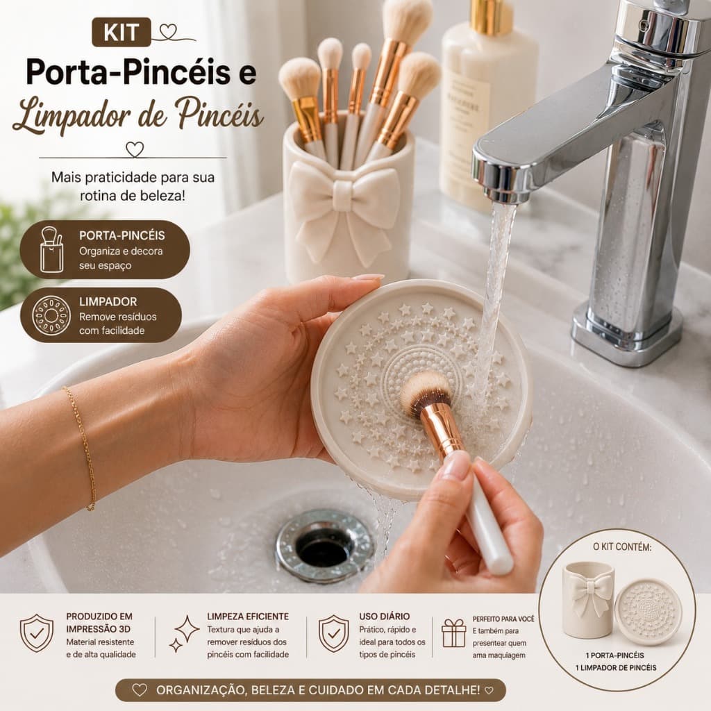 Kit porta pincéis com Limpador Texturizado.