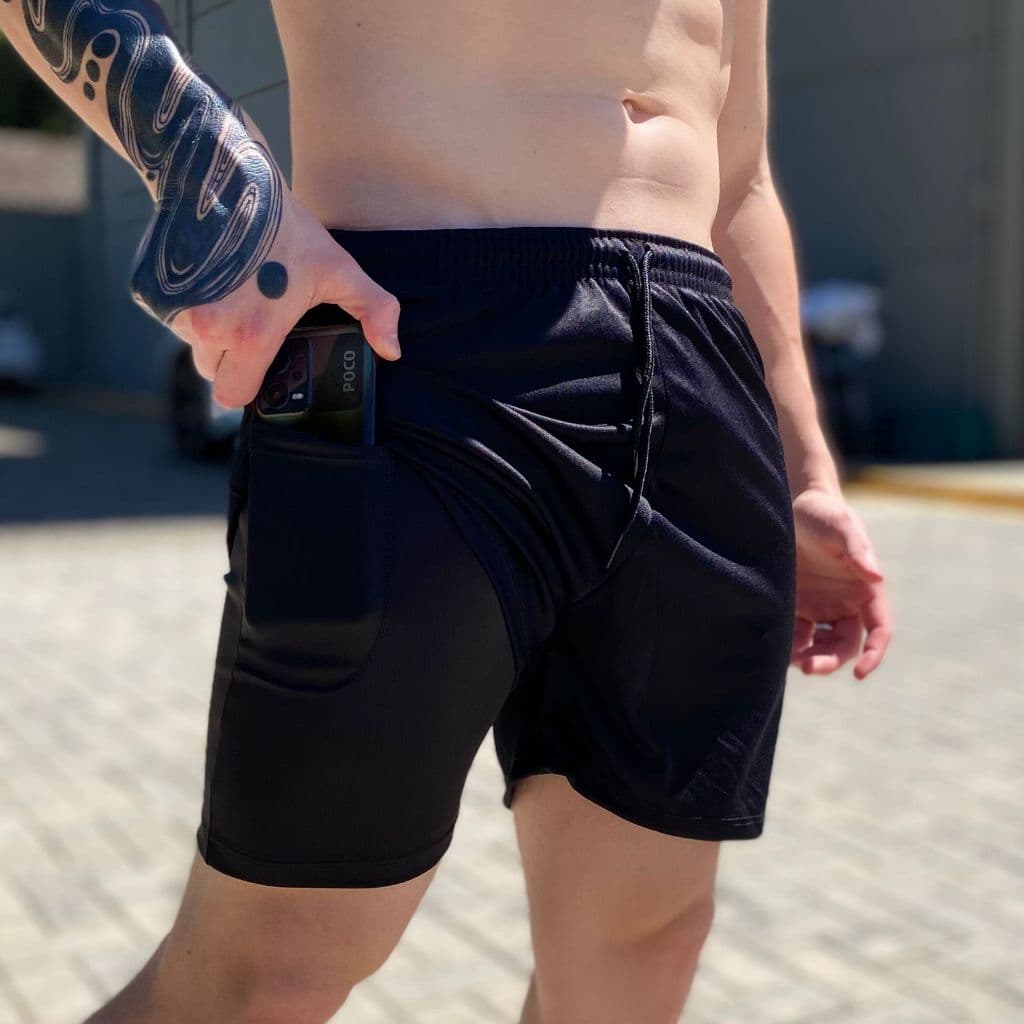 Short 2 em 1 Dryfit com elastano Proteção UV